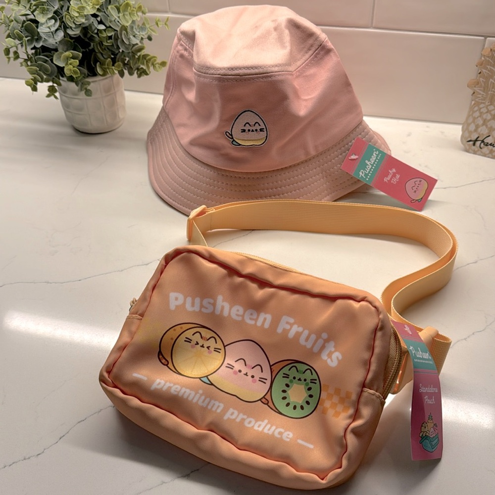 🤩Pusheen box exclusive!🤩 Pink Bucket hat and belt bag.